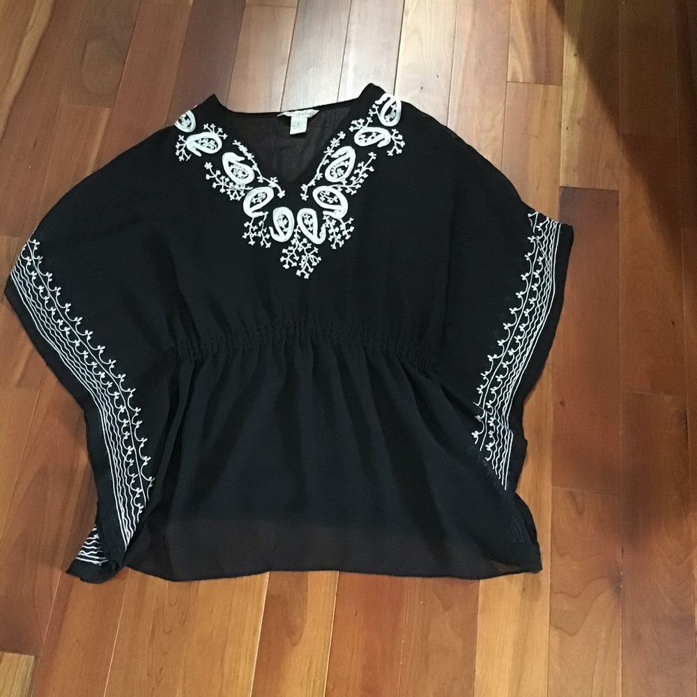 Fun & Flirt sheer black/white embellished top/cover up - Picture 5 of 5